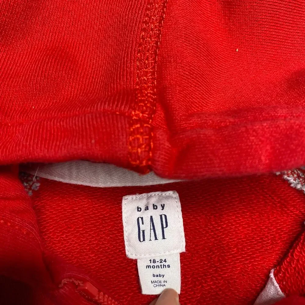 babyGap Colorblock Zip Up Hooded Sweatshirt in Red/Grey